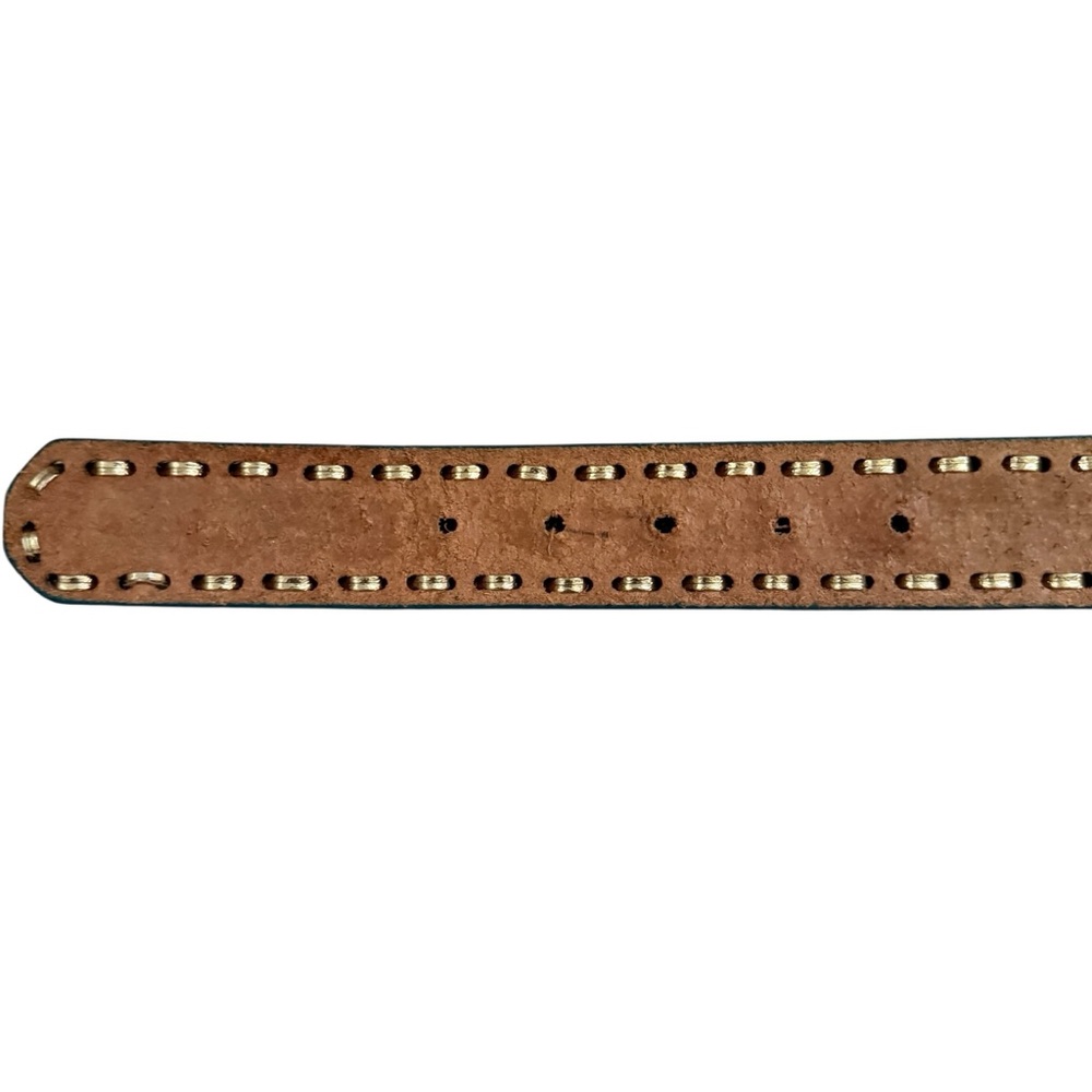 VTG Western Mallory Tooled Whip Stitched Belt Turquoise Green Brown 32, 38, 40 - Picture 13 of 15